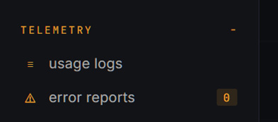 admin sidebar — telemetry